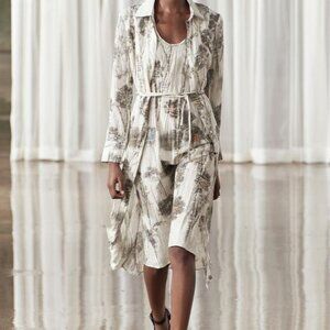 NWT ZARA PRINTED 100% RAMIE SHIRT DRESS ZW COLLECTION L, XS, M  2579